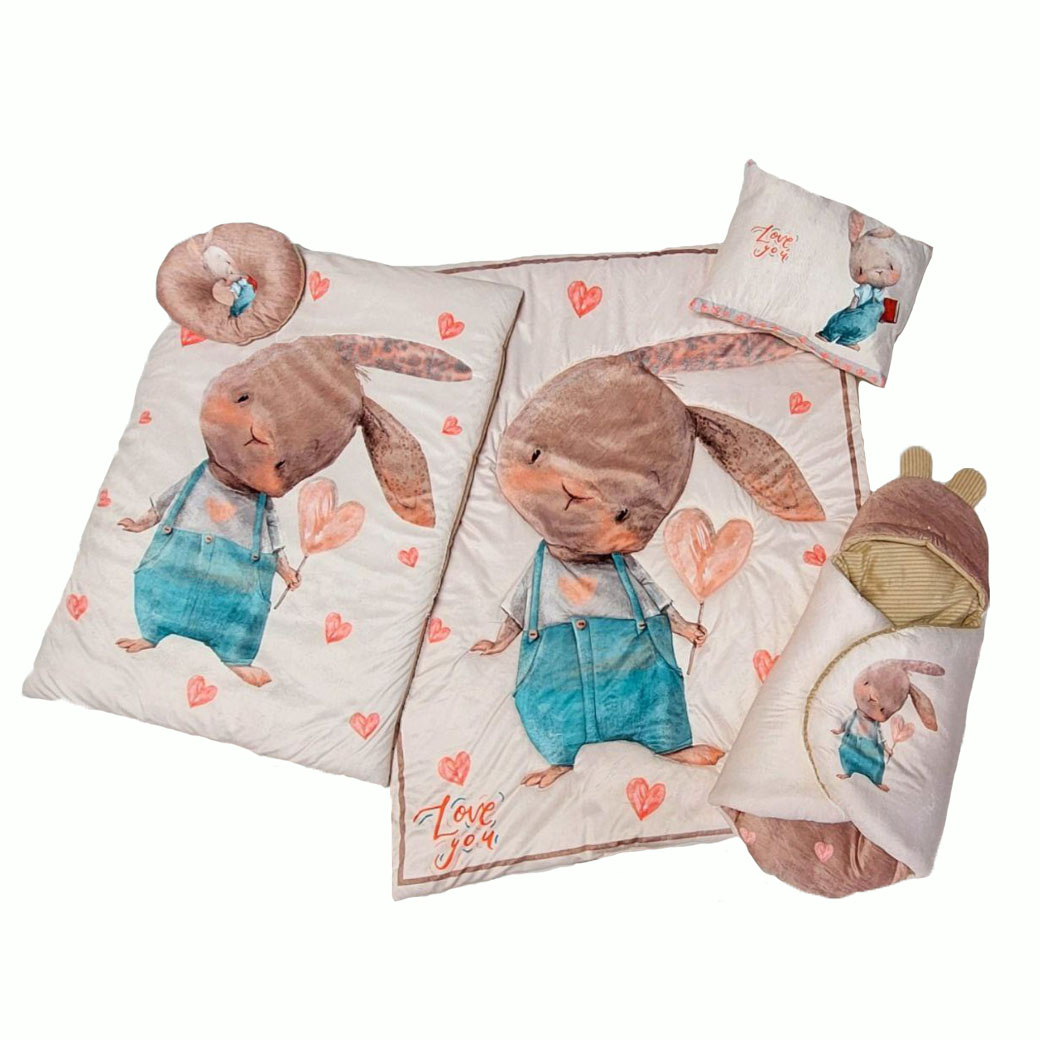 سرویس خواب پنج تکه نوزاد مدل خرگوش طرح بیبی لاو