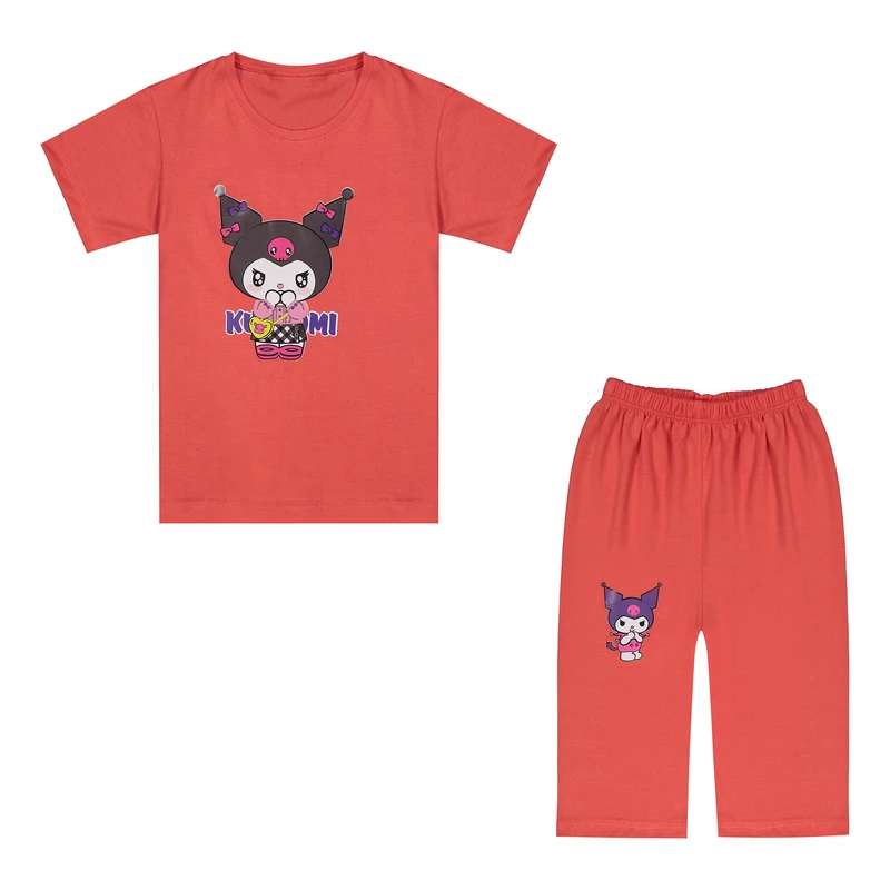 ست تی شرت آستین کوتاه و شلوارک دخترانه مدل کرومی