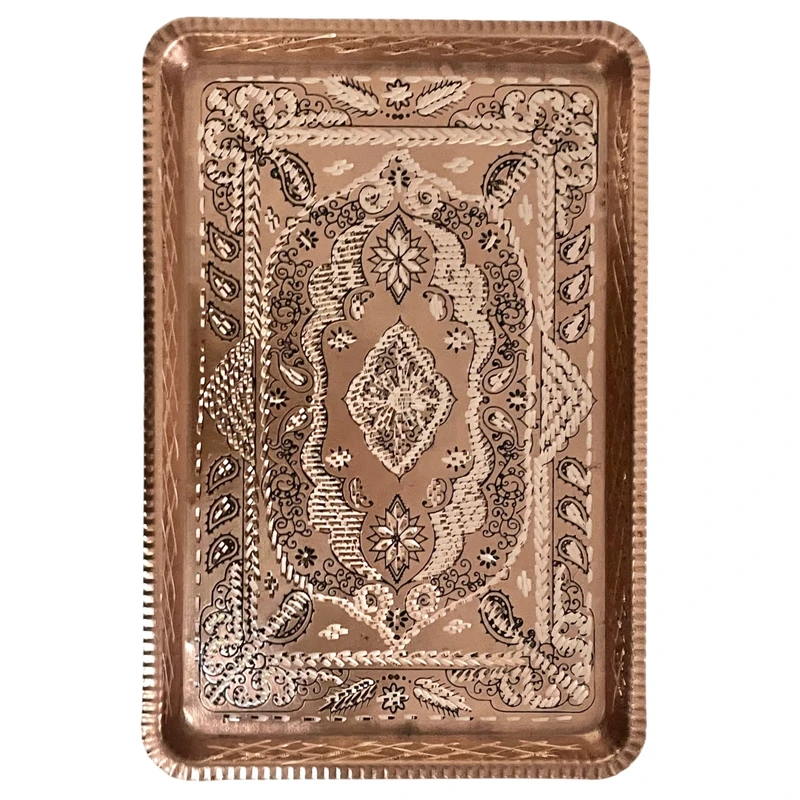 سینی مسی مدل زنجان الماس تراشی کد۳۷