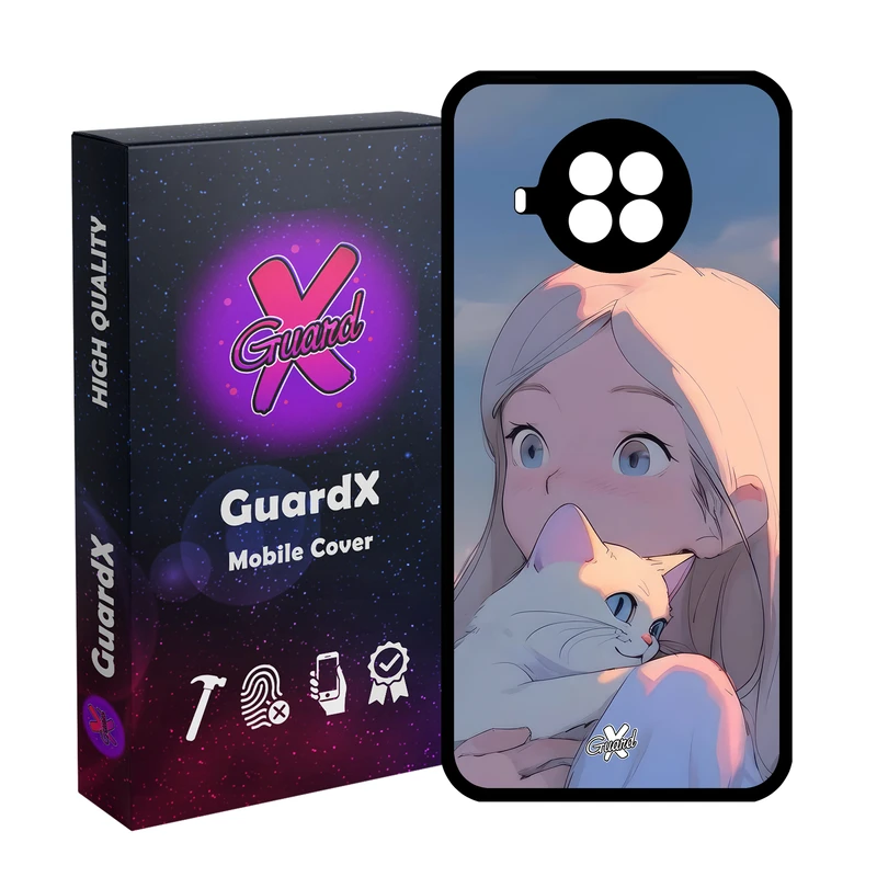 کاور گارد ایکس طرح دختر گربه مدل Glass10661 مناسب برای گوشی موبایل شیائومی MI 10T Lite/Redmi Note 9 Pro 5G/10I 5G