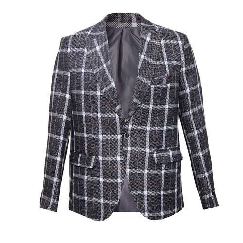 کت تک مردانه مدل چهارخانه NJ-MB420-COAT1CHA-TO رنگ طوسی