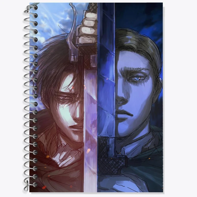 دفتر لغت 50 برگ خندالو مدل اروین و لیوای انیمه اتک آن تایتان Attack on Titan کد 11050