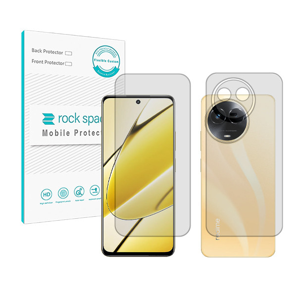 محافظ صفحه نمایش شفاف راک اسپیس مدل HyGEL مناسب برای گوشی موبایل ریلمی 11 5G به همراه محافظ پشت گوشی 