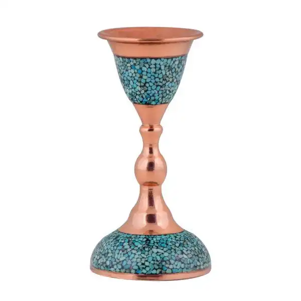 شمعدان فیروزه کوبی مدل F061 کد 01 بسته 2 عددی