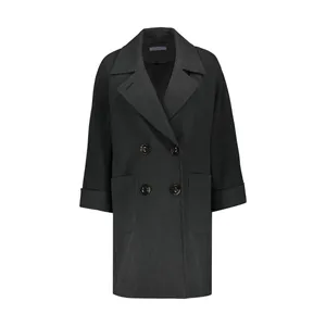 پالتو زنانه مانگ مدل یقه انگلیسی جیب پاکتی