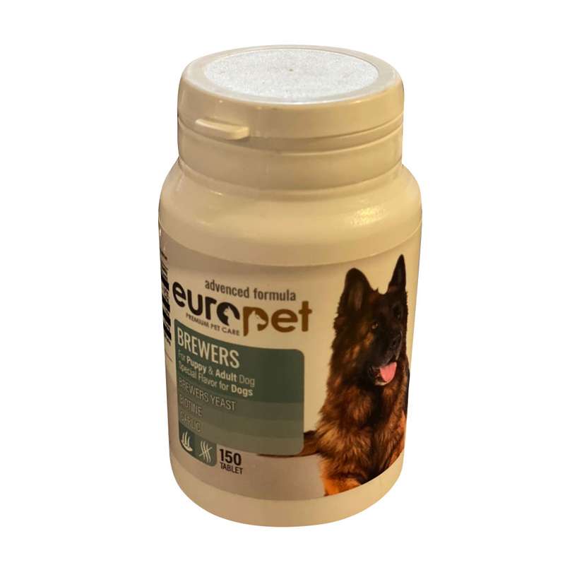 قرص پوست و مو سگ یوروپت مدل Brewers بسته 150 عددی