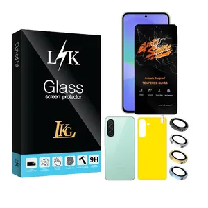 محافظ صفحه نمایش ال کا جی مدل انتی استاتیک مناسب برای گوشی موبایل سامسونگ Galaxy A56 5G به همراه محافظ پشت گوشی و محافظ لنز