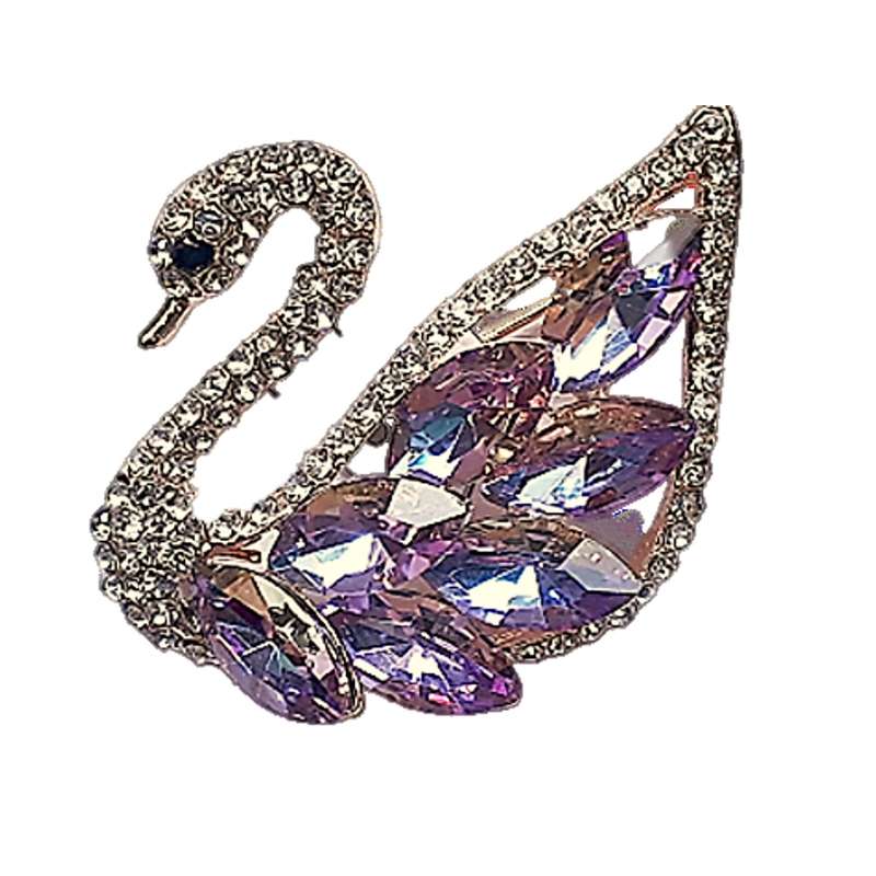 گل سینه زنانه مدل لوکس مرغابی نگین دار