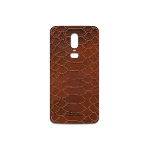 MAHOOT Brown-Snake-Leather Cover Sticker for OnePlus 6