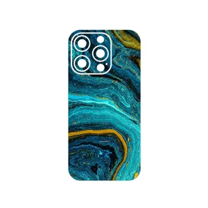MAHOOT Turquoise marblewith golden streaks Cover Sticker for Apple iPhone 14 Pro