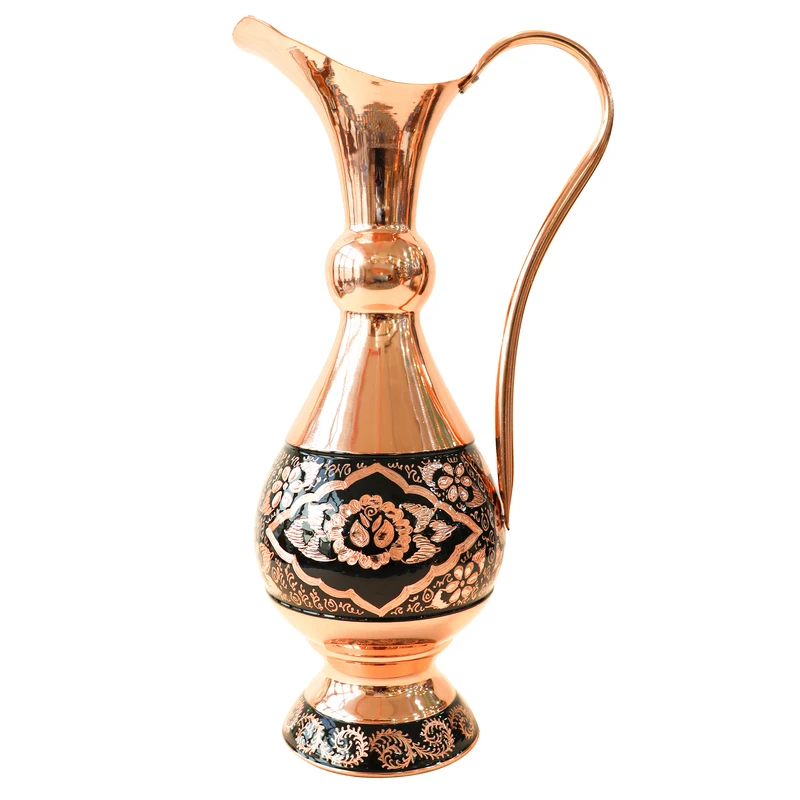 عکس شماره 3 : سرویس سماور 5 پارچه مسی مدل الماس تراش نیمه تراش طرح شاه عباسی کد 75