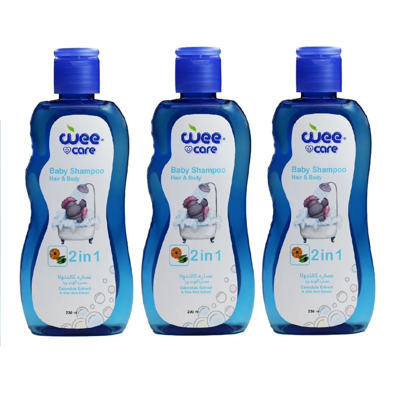شامپو سر و بدن کودک وی کر مدل عصاره آلوئه ورا و عصاره کالندولا حجم 230 میلی لیتر بسته 3 عددی