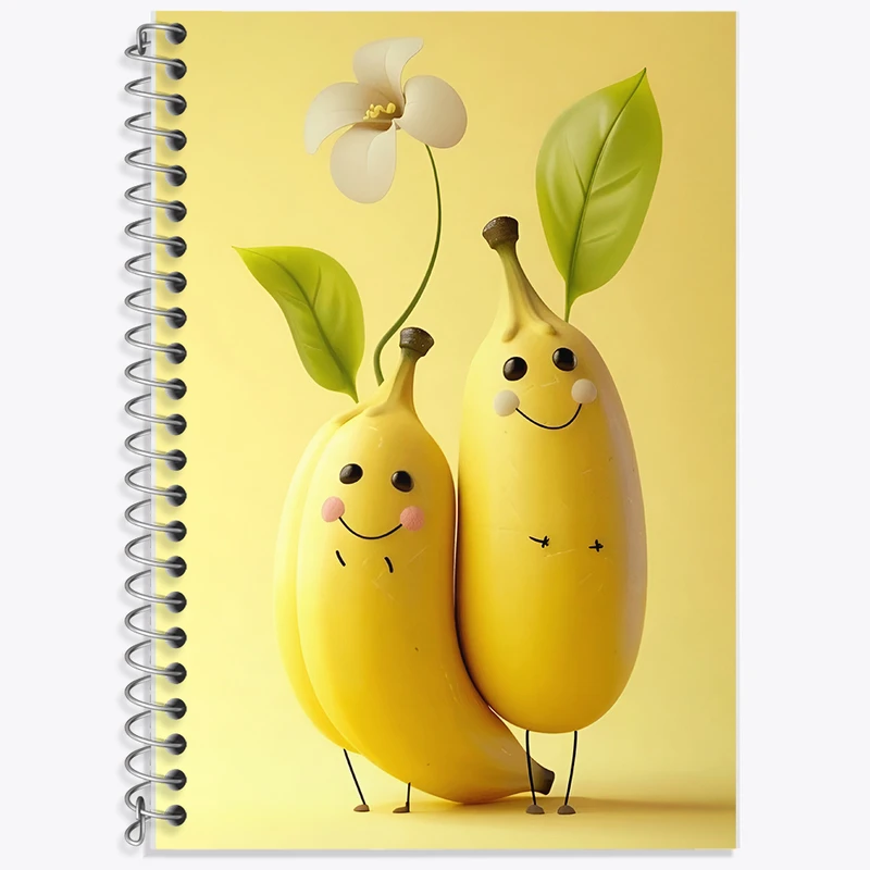 دفتر زبان 50 برگ خندالو مدل دو خط طرح موز های کیوت کد F7291