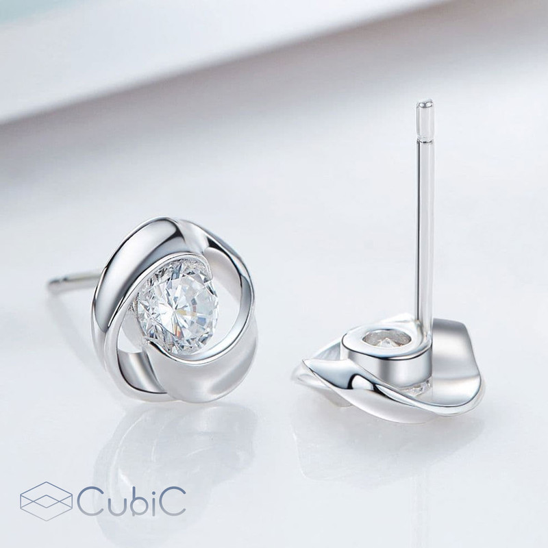 نیم ست نقره زنانه کوبیک مدل QN-5005