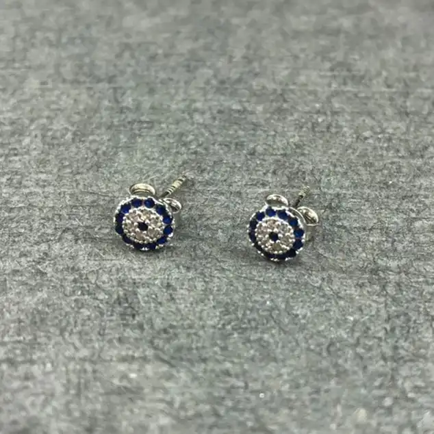 گوشواره نقره زنانه گیرا مدل چشم نظر G696