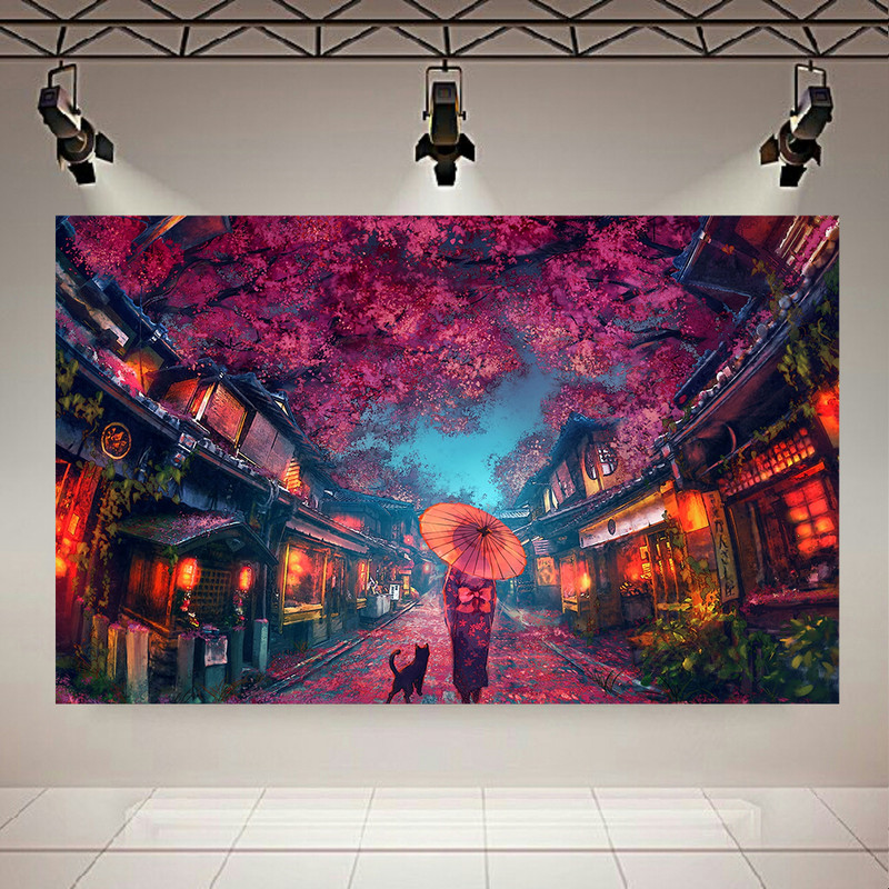 تابلو بوم طرح نقاشی سبک ژاپنی مدل کالرفول کد AR31036