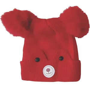 کلاه بافتنی بچگانه مدل خرس کوچولو رنگ قرمز