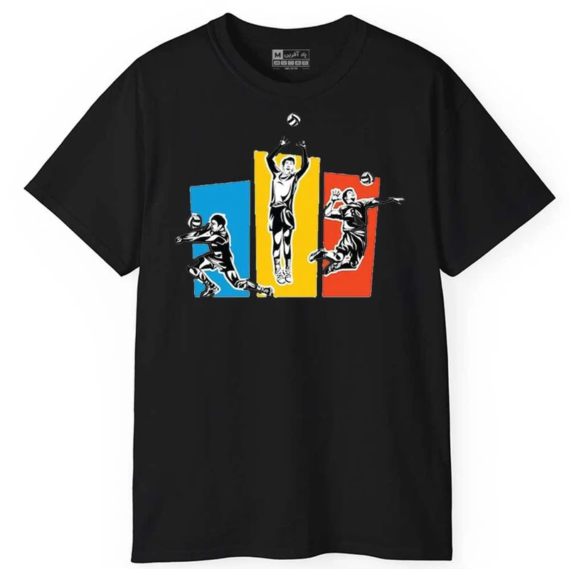 تی‌شرت آستین کوتاه مردانه پاد آفرین مدل رشته ورزشی والیبال کد 1921