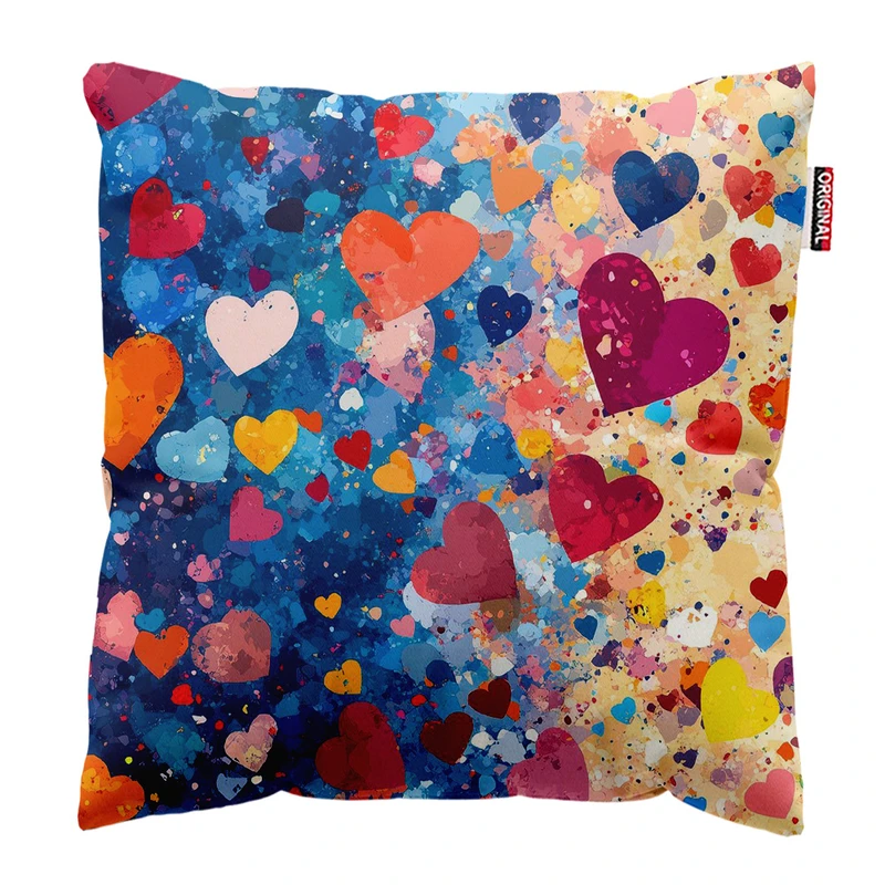 کوسن پاد آفرین مدل قلبهای ریز رنگی کد 170 سایز 30*30 سانتی متر