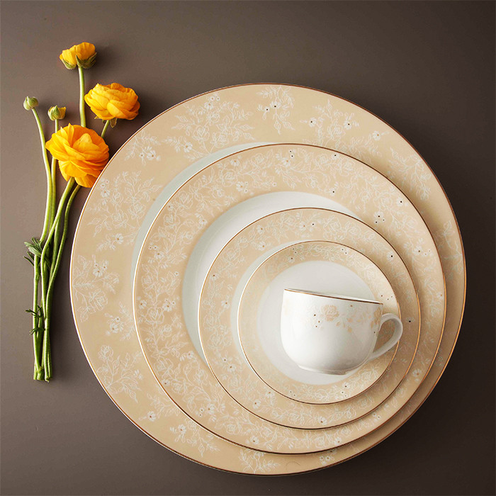 سرويس غذاخوری 28 پارچه چینی زرین ایران مدل ايتاليا اف گلدن رز کد 0128 درجه یک