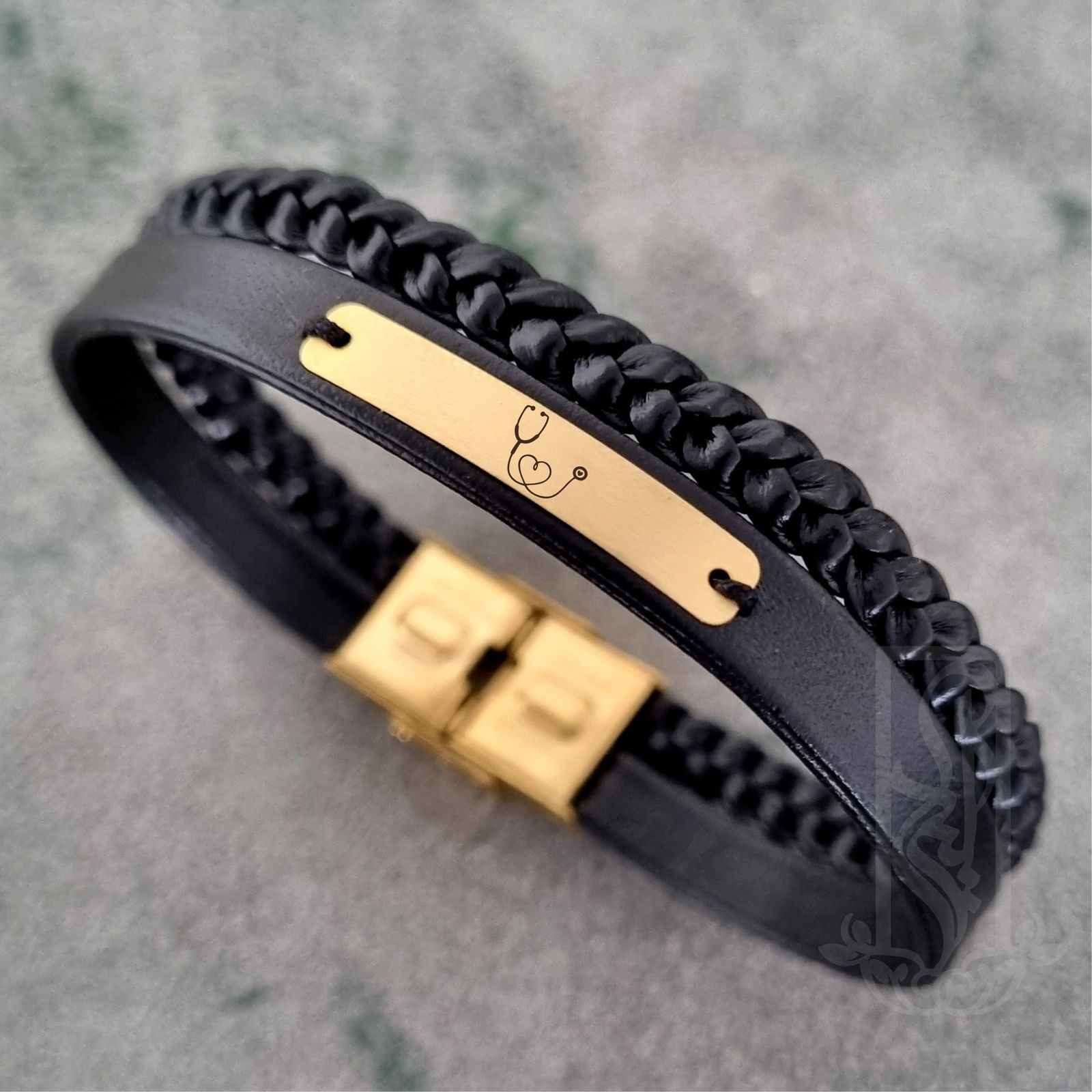 دستبند طلا 18 عیار مردانه لیردا مدل گوشی پزشکی 243 -  - 3