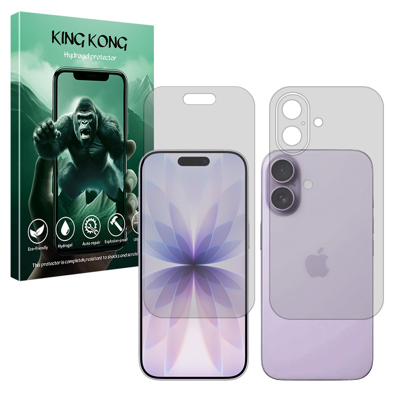 محافظ صفحه نمایش شفاف کینگ کونگ مدل Tough مناسب برای گوشی موبایل اپل iPhone 17 به همراه محافظ پشت گوشی