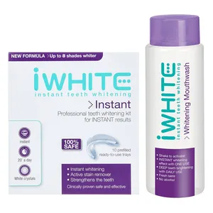 سفید کننده دندان آی وایت مدل Instant بسته 10 عددی به همراه دهانشویه آی وایت مدل Instant حجم 120 میلی لیتر