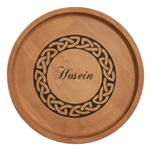 بشقاب چوبی مدل اسم حسین 12452