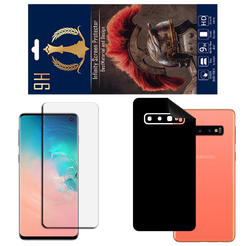 برچسب پوششی اینفینیتی مدل RG مناسب برای گوشی موبایل سامسونگ Galaxy S10 به همراه محافظ صفحه نمایش