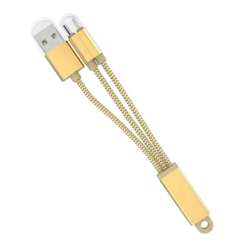 کابل تبدیل USB به microUSB و لایتنینگ داریان مدل x200 طول 10 سانتی متر
