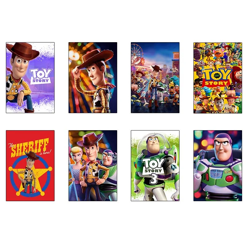 پوستر کارنيکا طرح داستان اسباب‌بازی Toy Story کد 80841 مجموعه 8 عددی