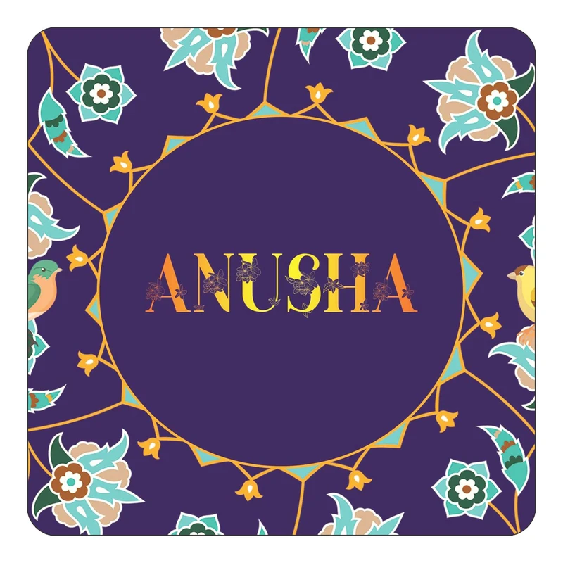مگنت کاکتی طرح اسم آنوشا anusha مدل گل و بلبل کد mg11425