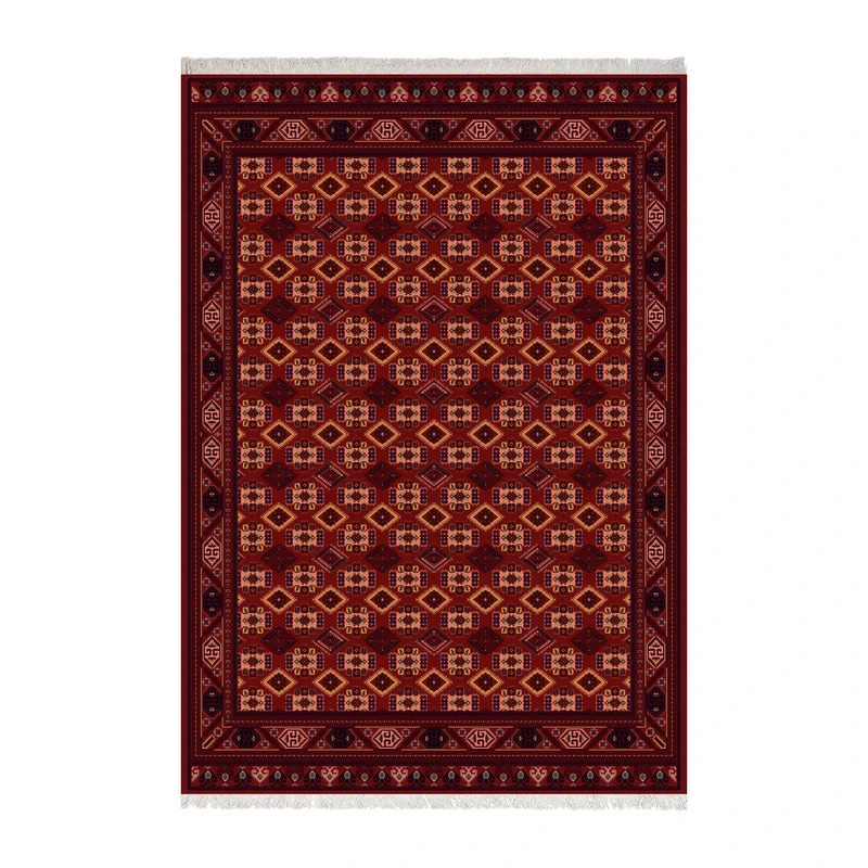 فرش ماشینی 1000 شانه زانیس زمینه قرمز حاشیه قرمز مدل چاپی