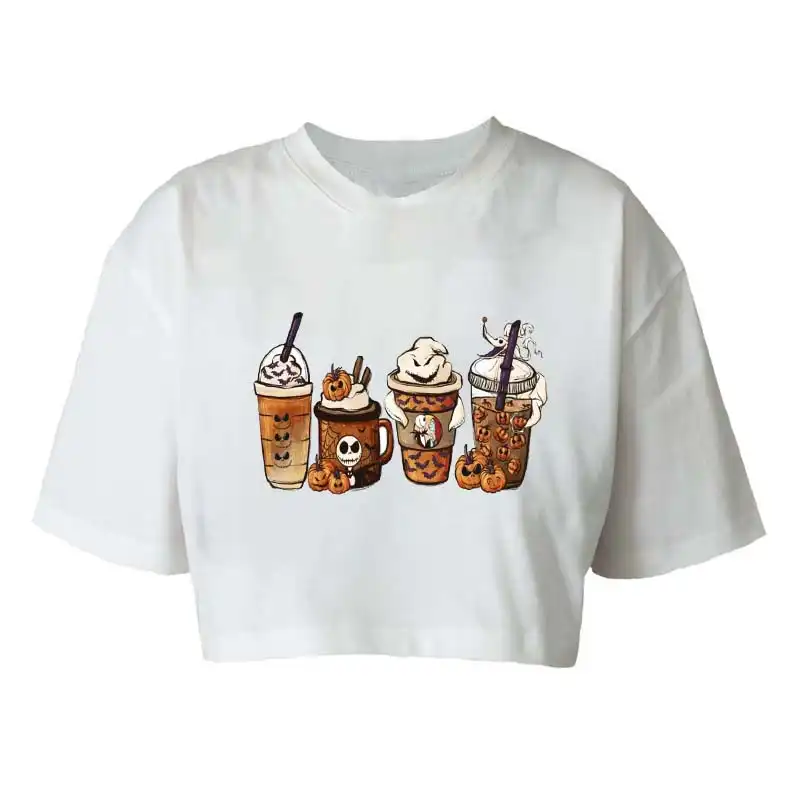 کراپ‌تاپ آستین کوتاه زنانه مدل c314 طرح هالوین