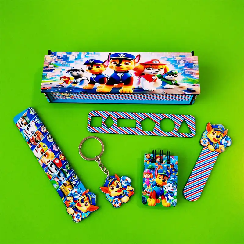 ست لوازم التحریر مدل چوبی طرح سگهای نگهبان فانتزی کد 06 مجموعه 6 عددی