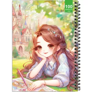 دفتر نقاشی 100 برگ بله طرح فانتزی دختر نقاش کد A4-N83