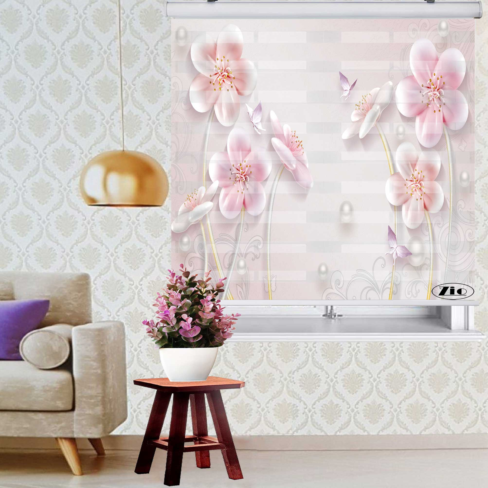 پرده زبرا زیو کد 3D1356 سایز 150x150 سانتی متر