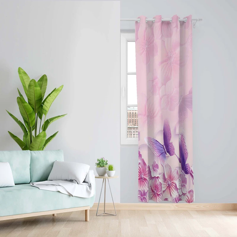 پرده طرح پروانه مدل مخمل پانچی کد 4958 z سایز 140x200 سانتی متر