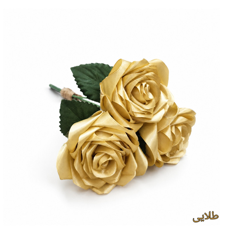 دسته گل مصنوعی مدل رز روبانی ۳ شاخه