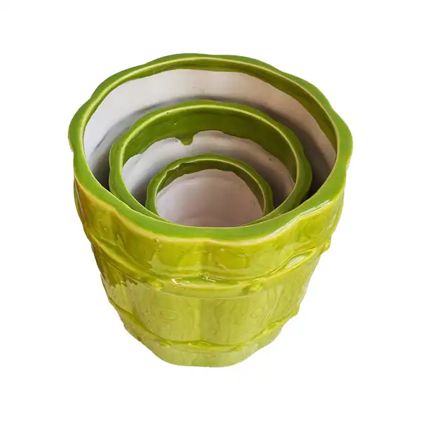 گلدان سرامیکی مدل بشکه ای کد K700 مجموعه 3 عددی