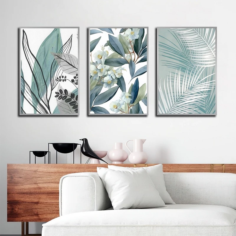 تابلو بکلیت طرح نقاشی برگ مدل SI-2686 مجموعه 3 عددی