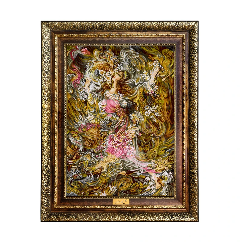 تابلو فرش ماشینی نقش نگار رضوی طرح مینیاتور کد 1507KH