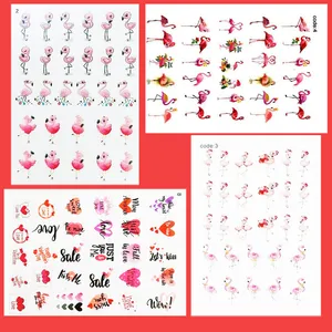 استیکر طراحی ناخن مدل دخترانه طرح فلامینگو مجموعه 4 عددی