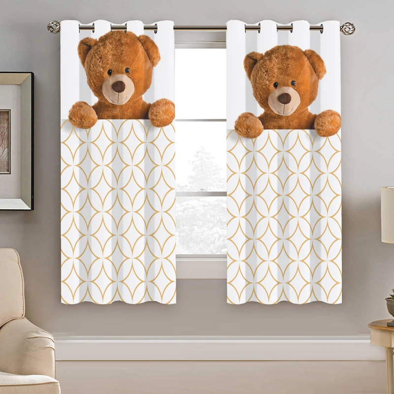 پرده نیروانا طرح خرس کودک مدل مخمل کد 8165 سایز 140×200 سانتی متر