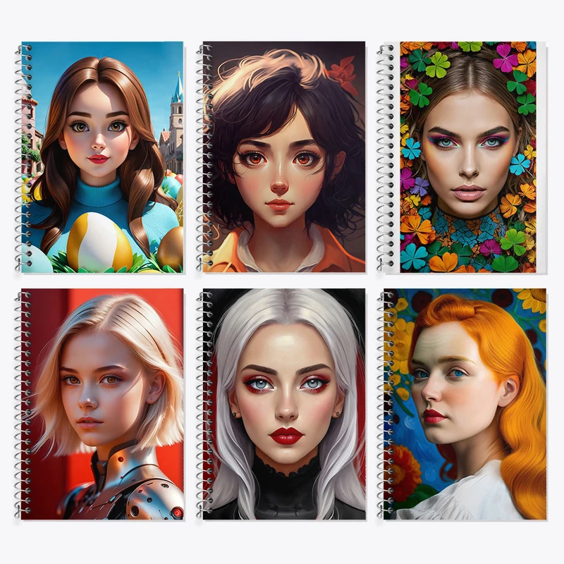 دفتر زبان 50 برگ خندالو مدل دو خط طرح دخترانه کد 14 مجموعه 6 عددی