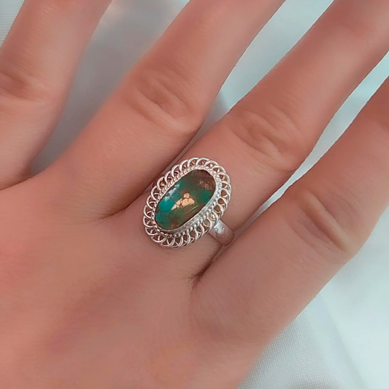 انگشتر نقره زنانه مدل فیروزه نیشابور کد NG3733