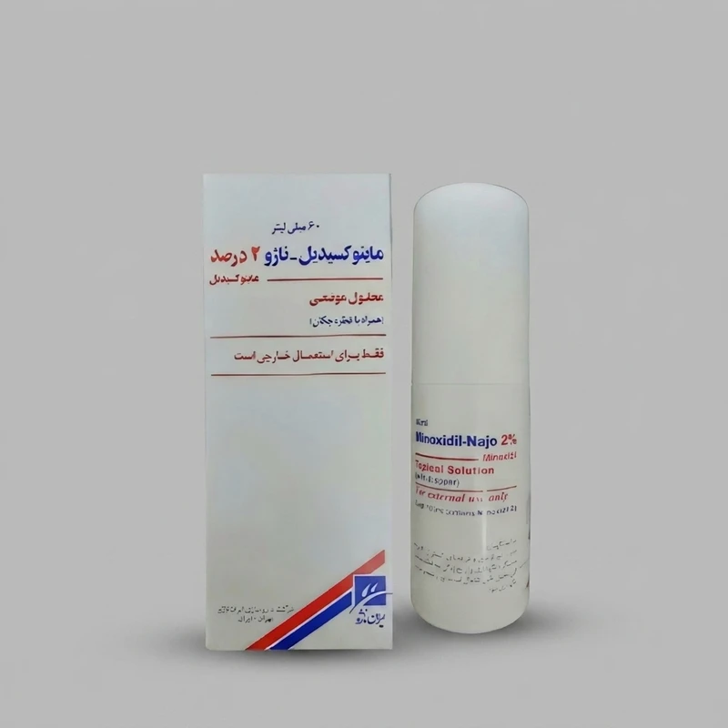 محلول محرک رشد مو ایران ناژو مدل ماینوکسیدیل 2 درصد حجم 60 میلی لیتر