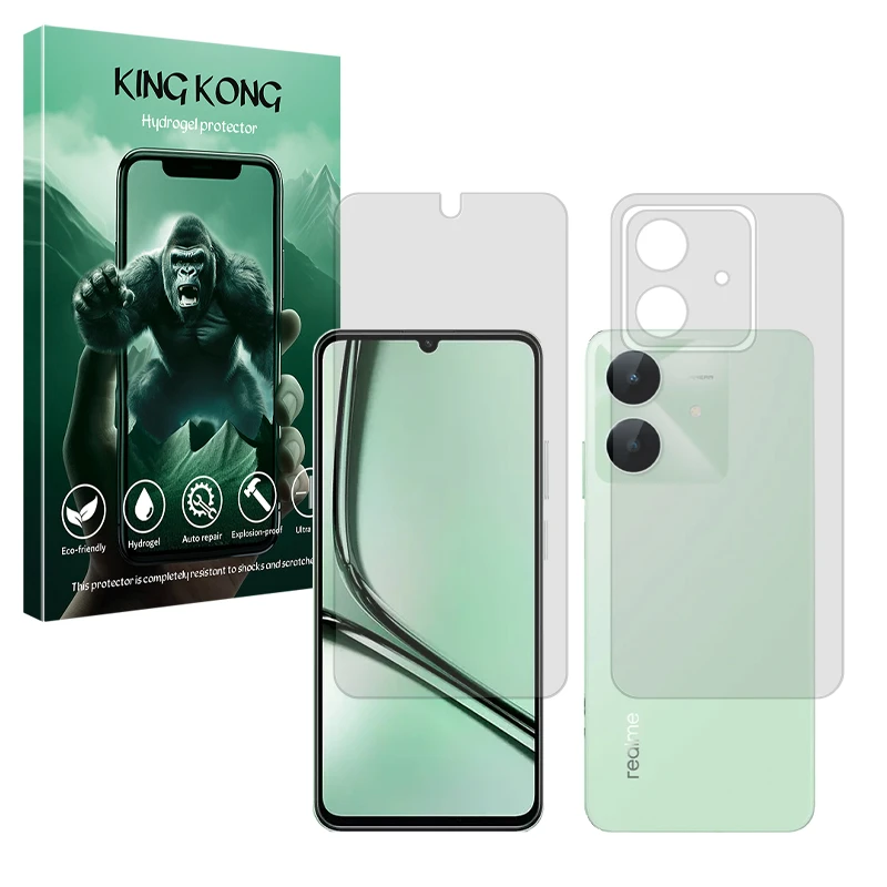 محافظ صفحه نمایش مات کینگ کونگ مدل Tough مناسب برای گوشی موبایل ریلمی Note 60X به همراه محافظ پشت گوشی