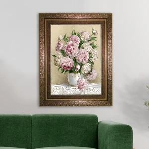 تابلو فرش ماشینی نقش نگار رضوی طرح گل کد 2086kc