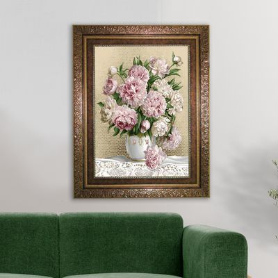 نقد و بررسی تابلو فرش ماشینی نقش نگار رضوی طرح گل کد 2086KC توسط خریداران